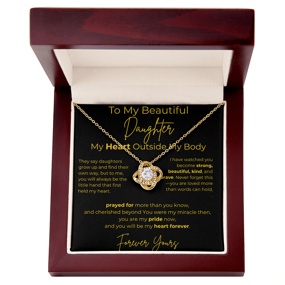 To My Beautiful Daughter – My Heart Forever | Love Knot Necklace Gift