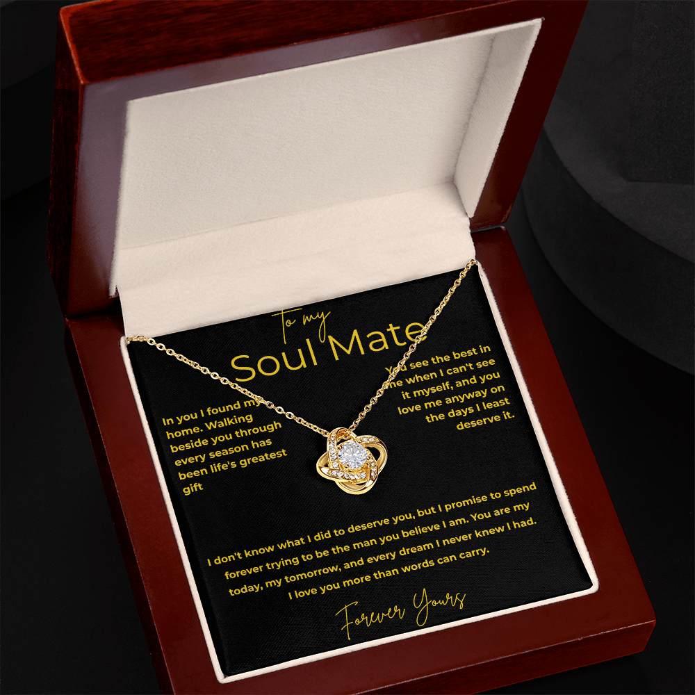 To My Soul Mate – You Are My Home | Love Knot Necklace Gift
