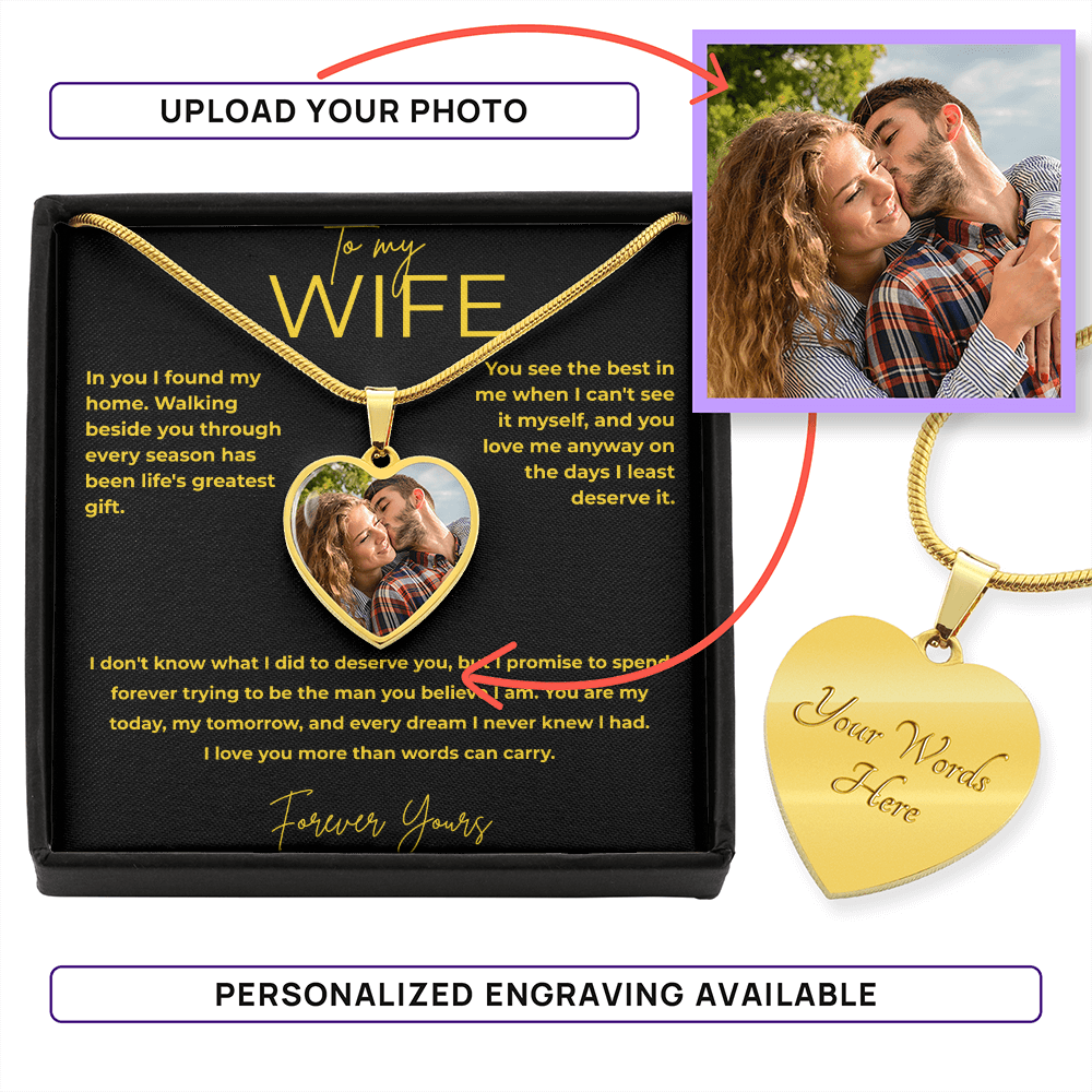 To My Wife – You Are My Home | Photo Necklace Gift