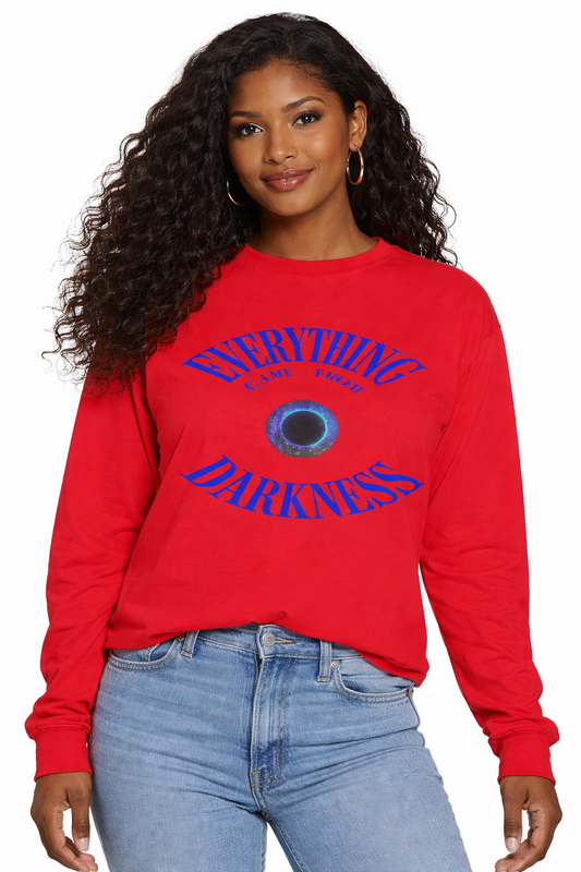 Everything Came From Darkness Long Sleeve Tee —Black Hole Graphic Shirt