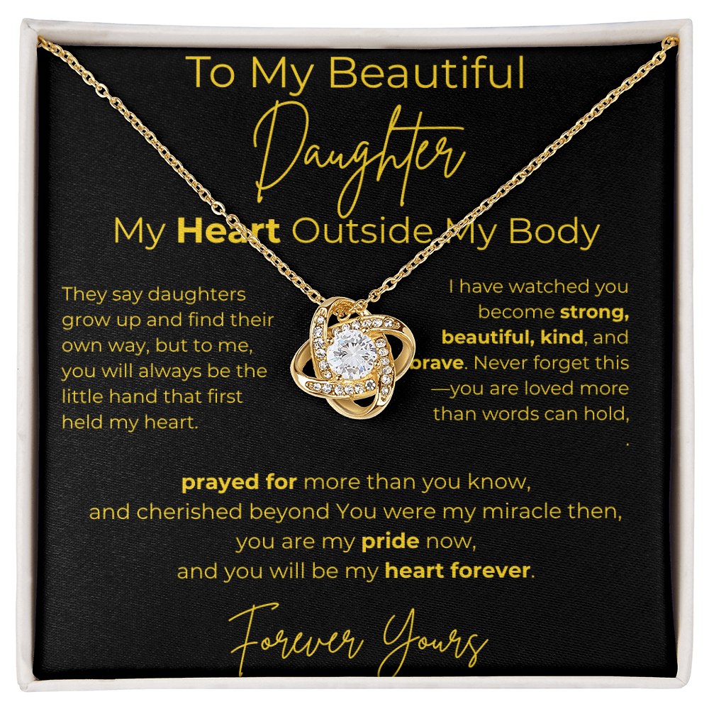 To My Beautiful Daughter  – My Heart Forever | Love Knot Necklace Gift
