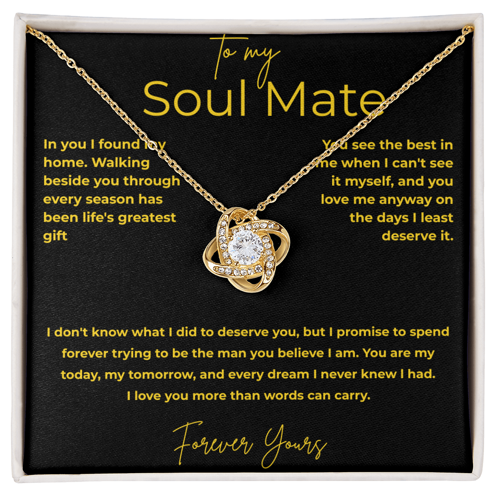 To My Soul Mate – You Are My Home | Love Knot Necklace Gift