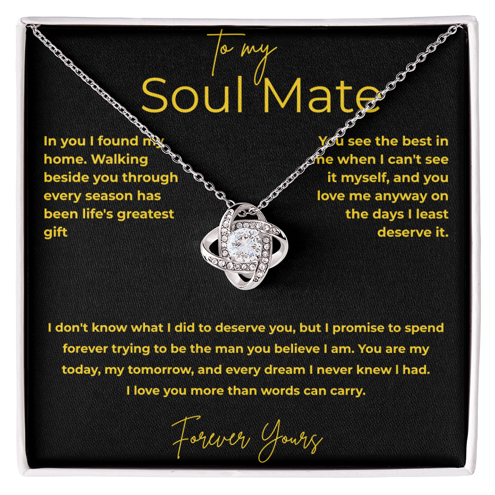To My Soul Mate – You Are My Home | Love Knot Necklace Gift