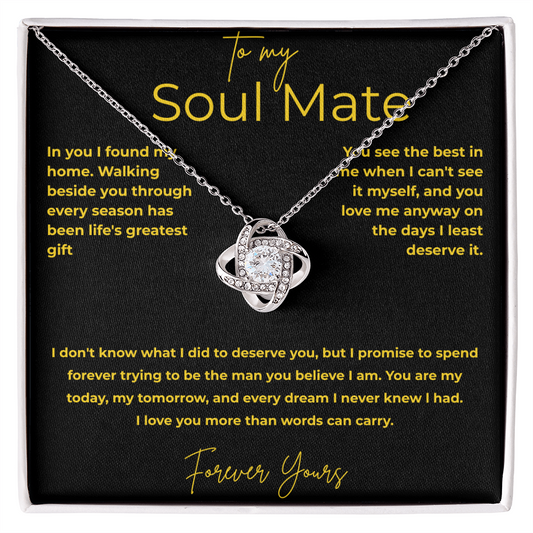 To My Soul Mate – You Are My Home | Love Knot Necklace Gift