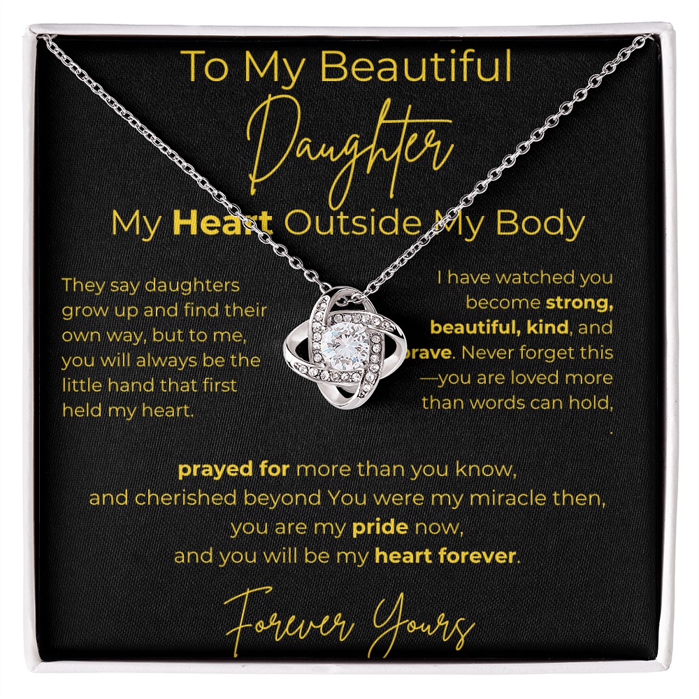 To My Beautiful Daughter  – My Heart Forever | Love Knot Necklace Gift