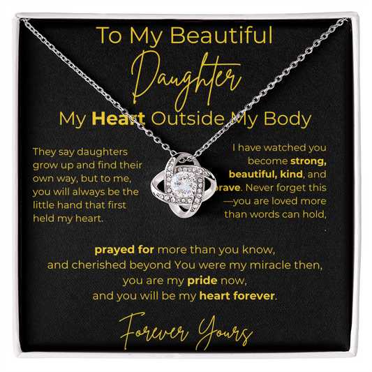 To My Beautiful Daughter  – My Heart Forever | Love Knot Necklace Gift