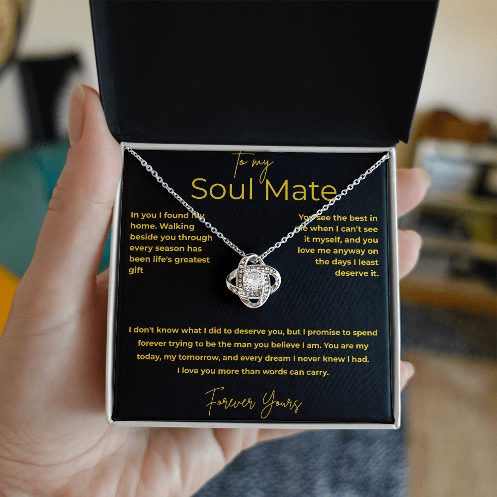To My Soul Mate – You Are My Home | Love Knot Necklace Gift