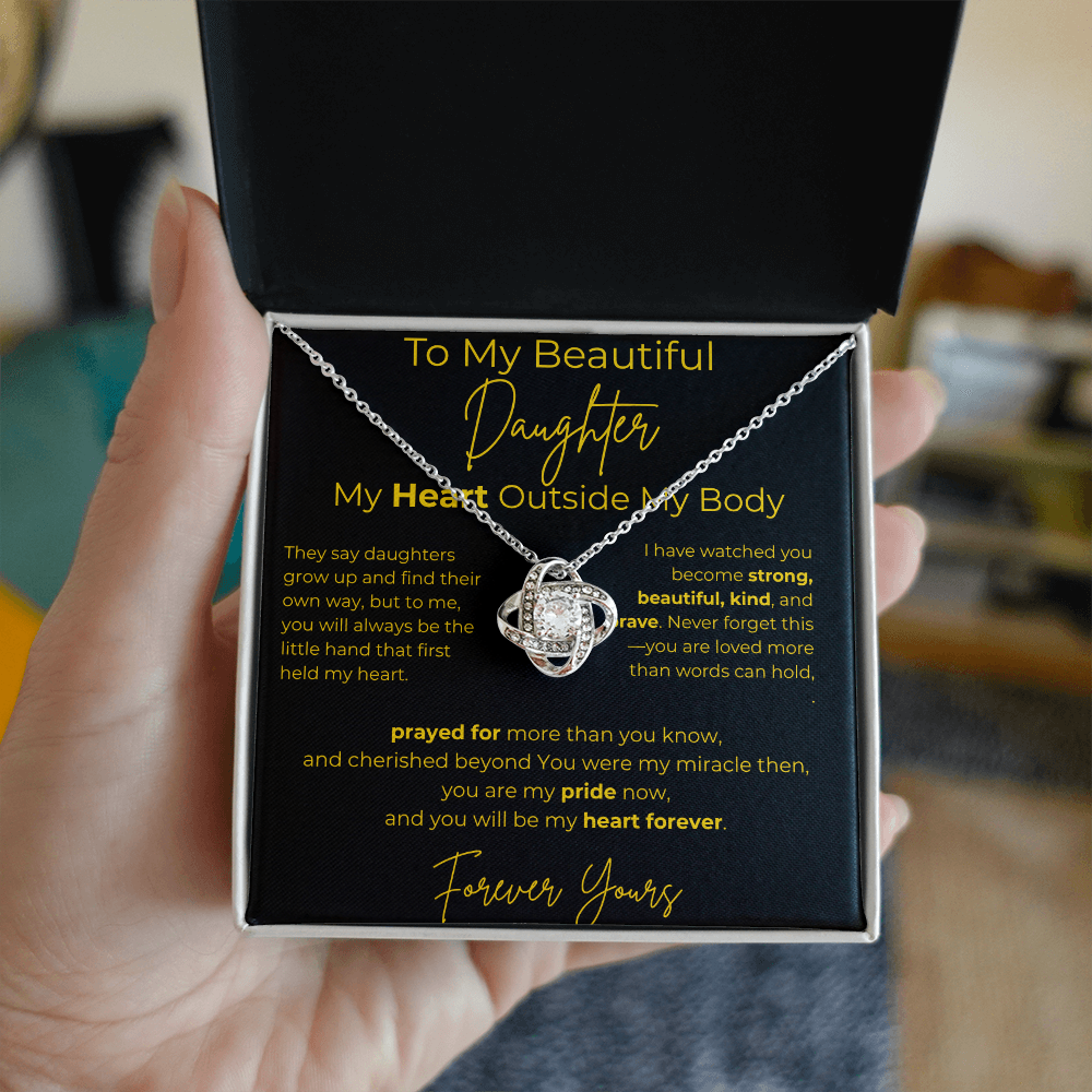 To My Beautiful Daughter  – My Heart Forever | Love Knot Necklace Gift