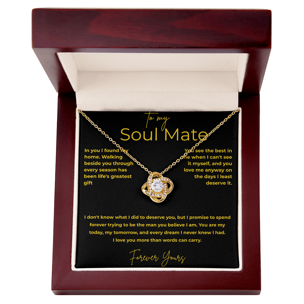 To My Soul Mate – You Are My Home | Love Knot Necklace Gift