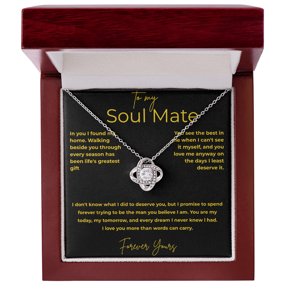 To My Soul Mate – You Are My Home | Love Knot Necklace Gift