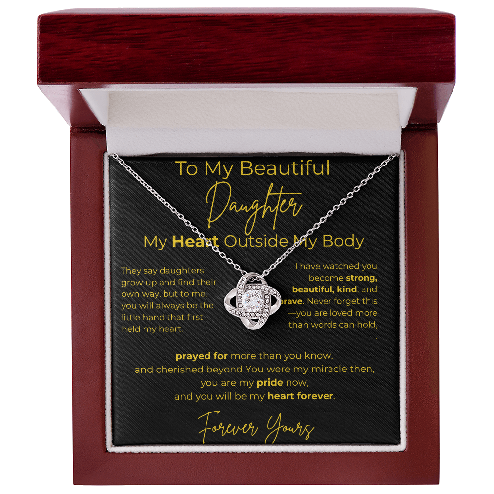 To My Beautiful Daughter  – My Heart Forever | Love Knot Necklace Gift