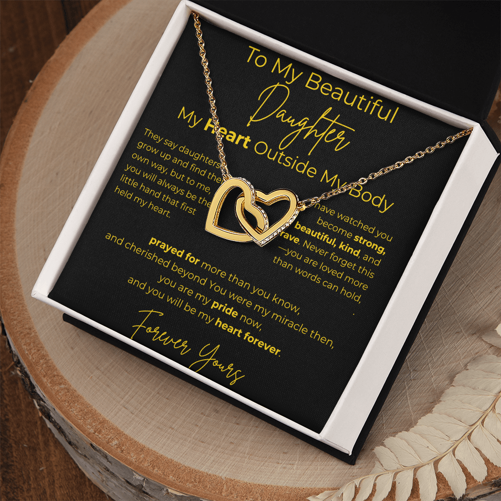 To My Beautiful Daughter  – My Heart Forever | Interlocking Hearts Necklace