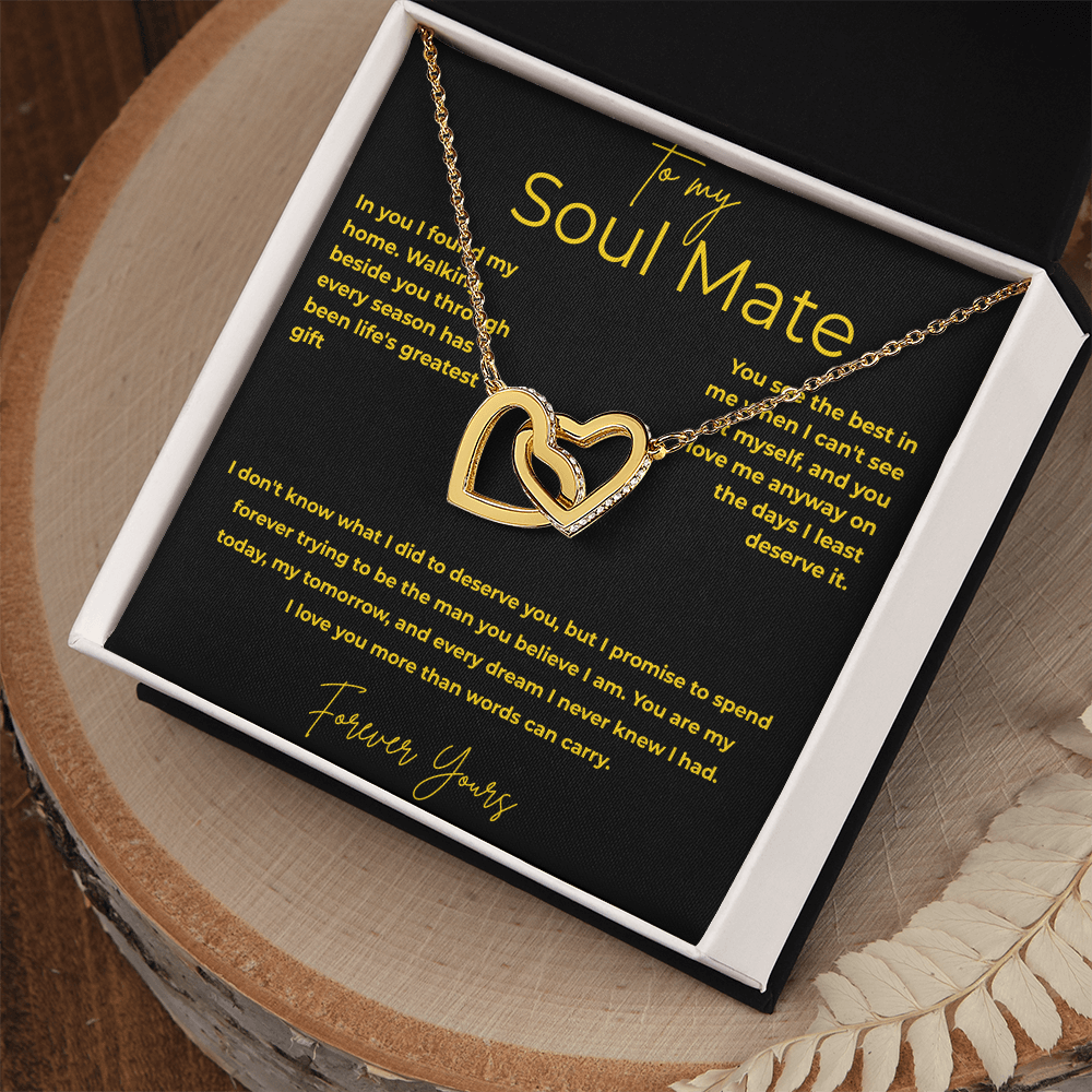 To My Soul Mate – You Are My Home | Interlocking Heart Necklace Gift