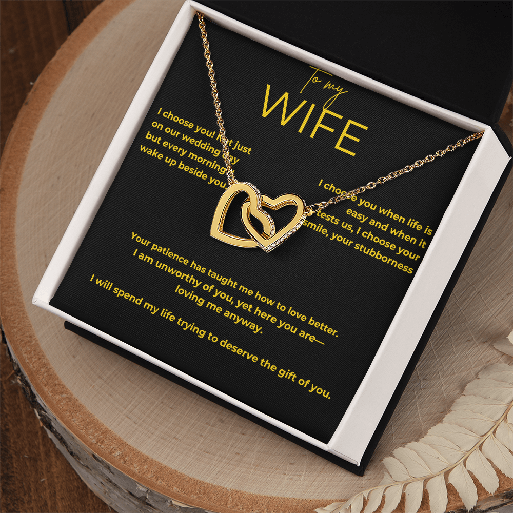 To My Wife – My Choice | Interlocking Hearts Necklace Gift