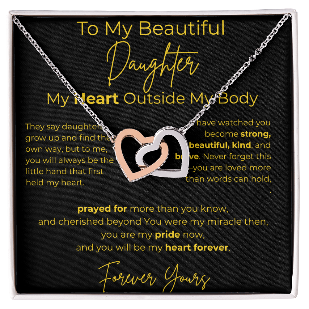 To My Beautiful Daughter  – My Heart Forever | Interlocking Hearts Necklace