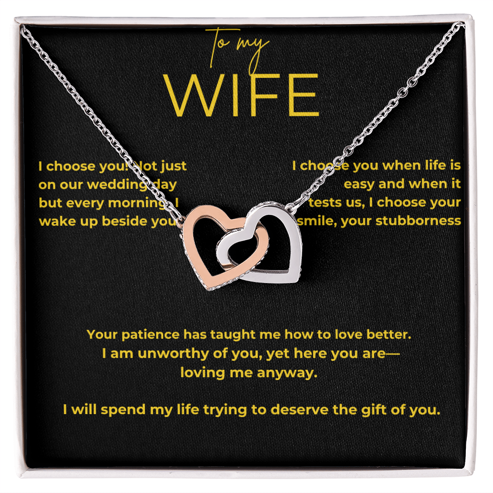 To My Wife – My Choice | Interlocking Hearts Necklace Gift