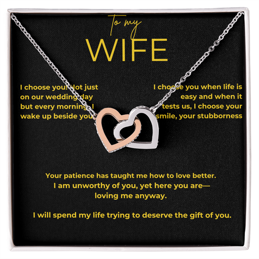 To My Wife – My Choice | Interlocking Hearts Necklace Gift