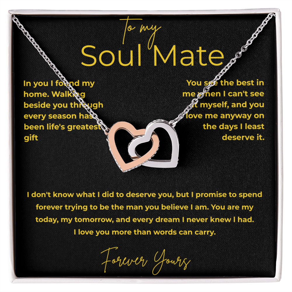 To My Soul Mate – You Are My Home | Interlocking Heart Necklace Gift