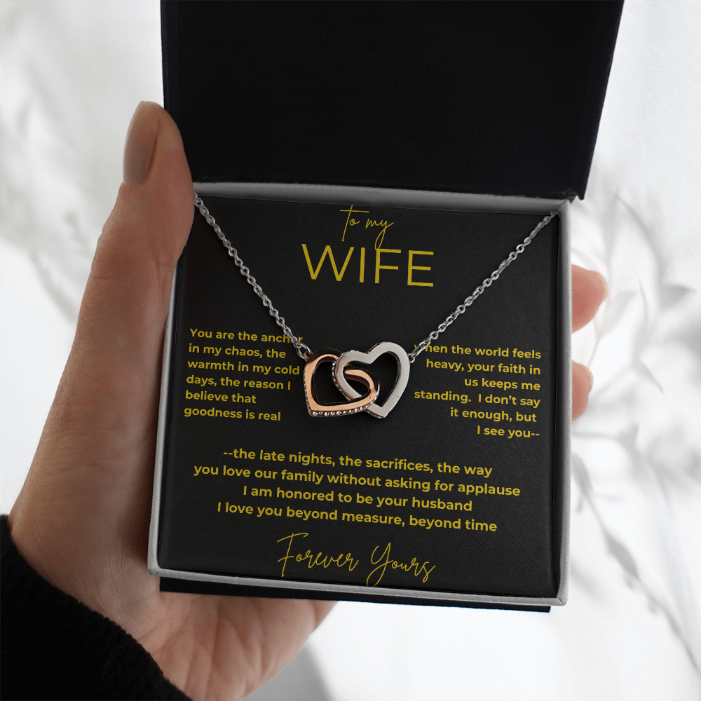 To My Wife – My Anchor | Interlocking Hearts Necklace Gift