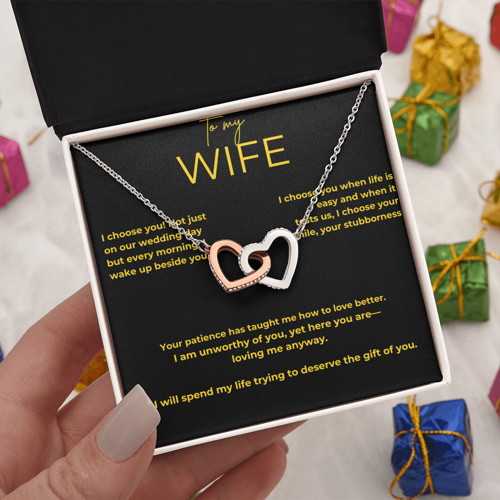 To My Wife – My Choice | Interlocking Hearts Necklace Gift