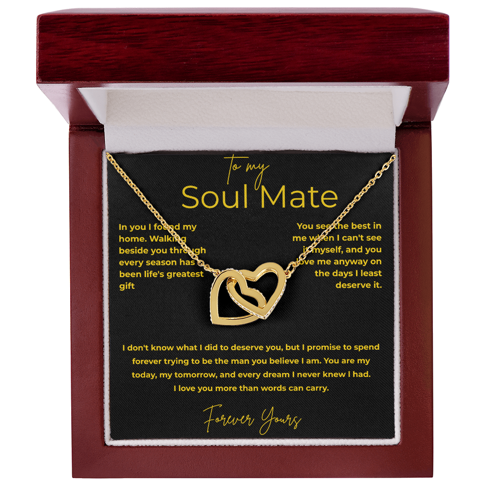 To My Soul Mate – You Are My Home | Interlocking Heart Necklace Gift