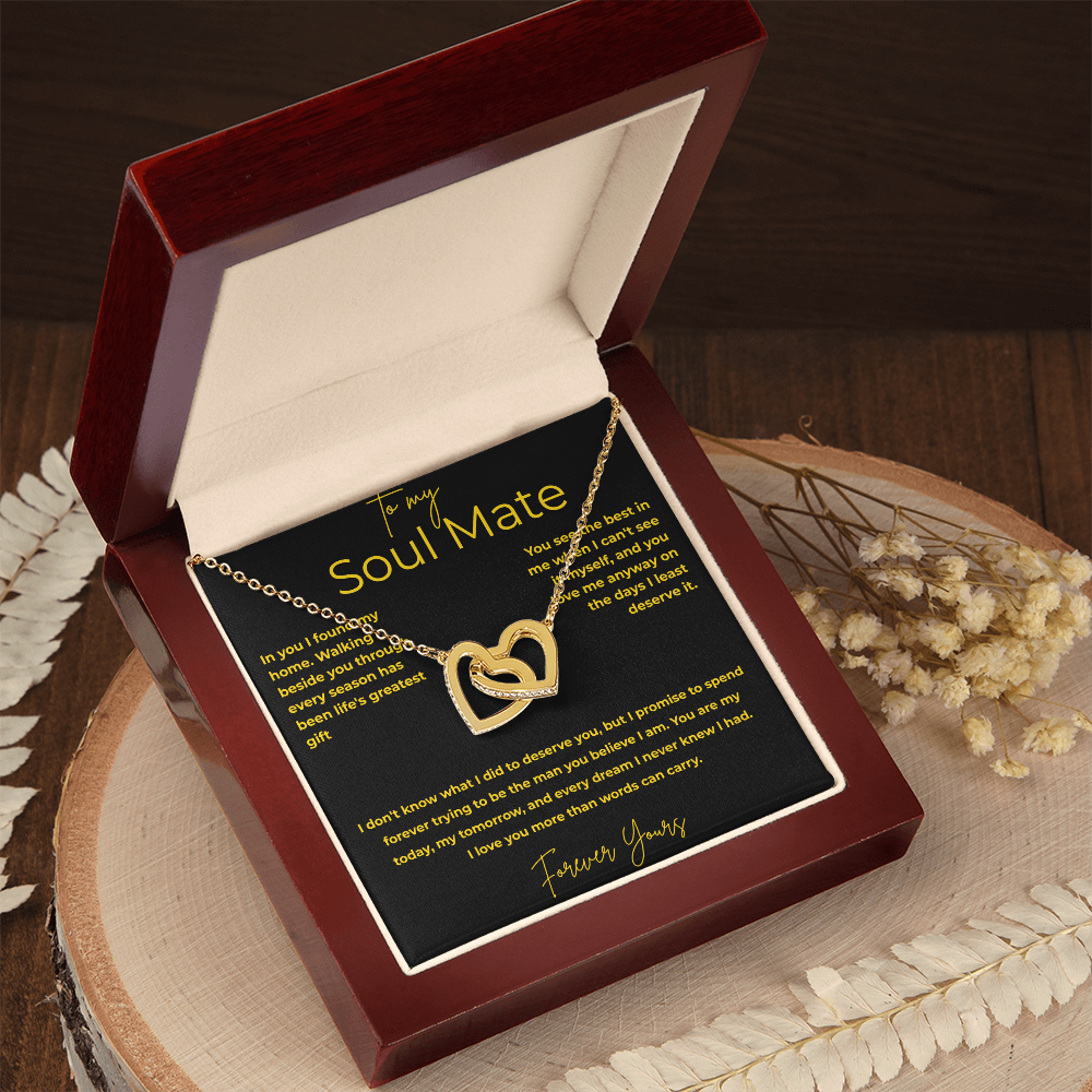 To My Soul Mate – You Are My Home | Interlocking Heart Necklace Gift