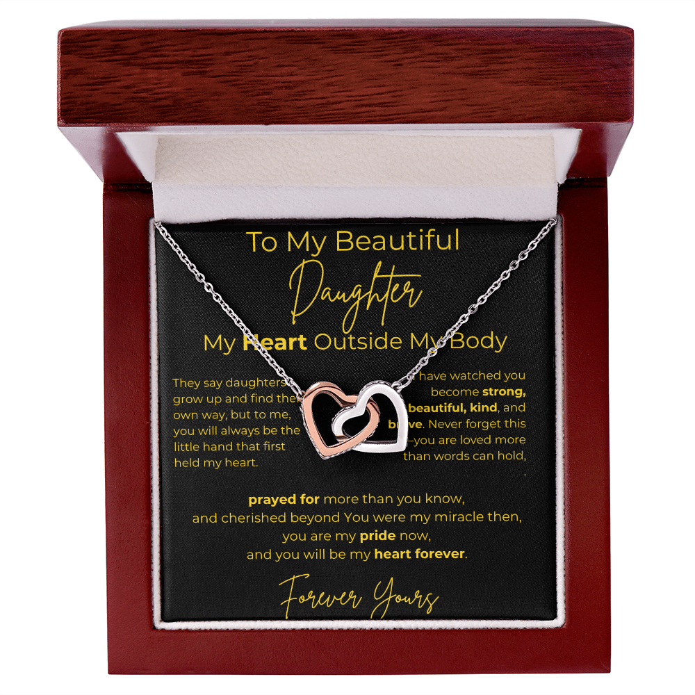 To My Beautiful Daughter  – My Heart Forever | Interlocking Hearts Necklace