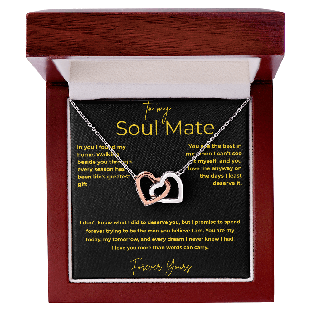To My Soul Mate – You Are My Home | Interlocking Heart Necklace Gift