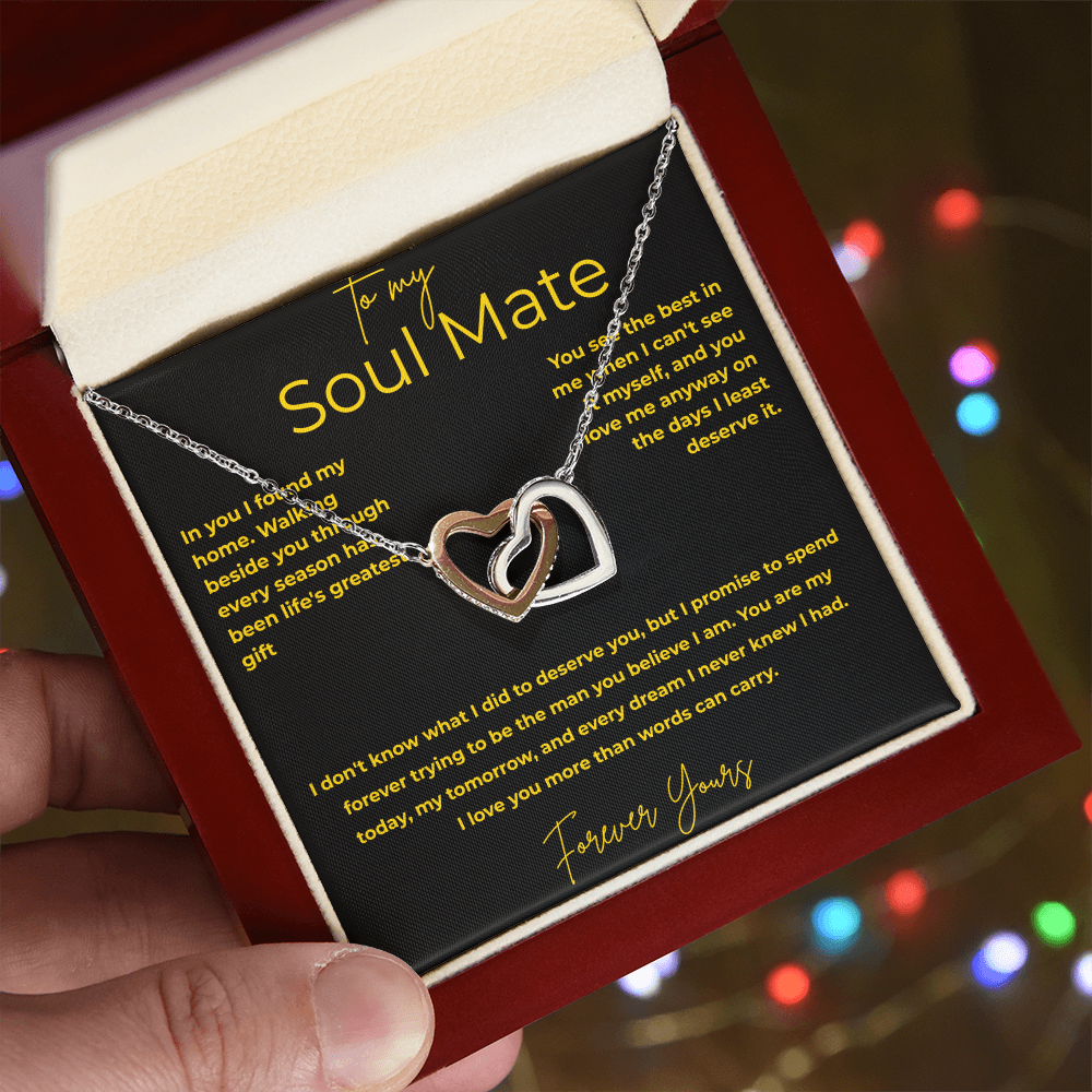 To My Soul Mate – You Are My Home | Interlocking Heart Necklace Gift