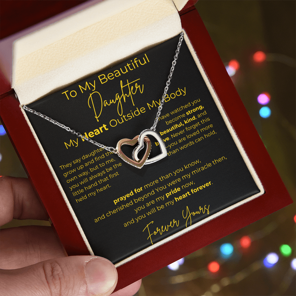 To My Beautiful Daughter  – My Heart Forever | Interlocking Hearts Necklace