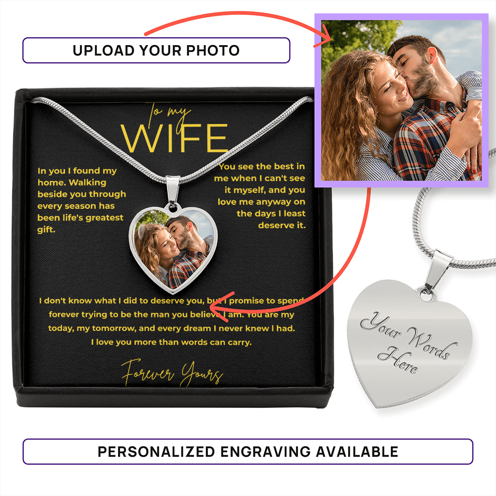 To My Wife – You Are My Home | Photo Necklace Gift